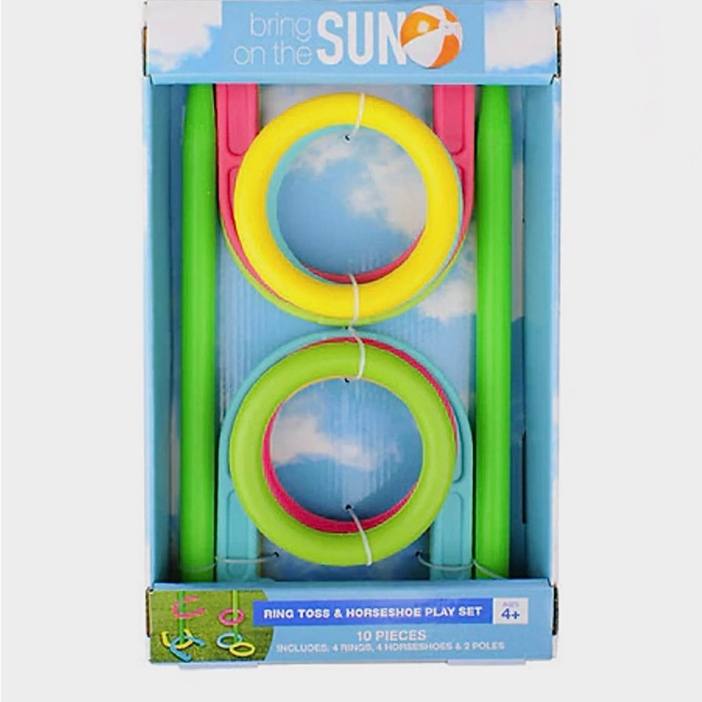 Ring Toss & Horseshoe Play Set Outdoor Backyard Sports Party Kids Play